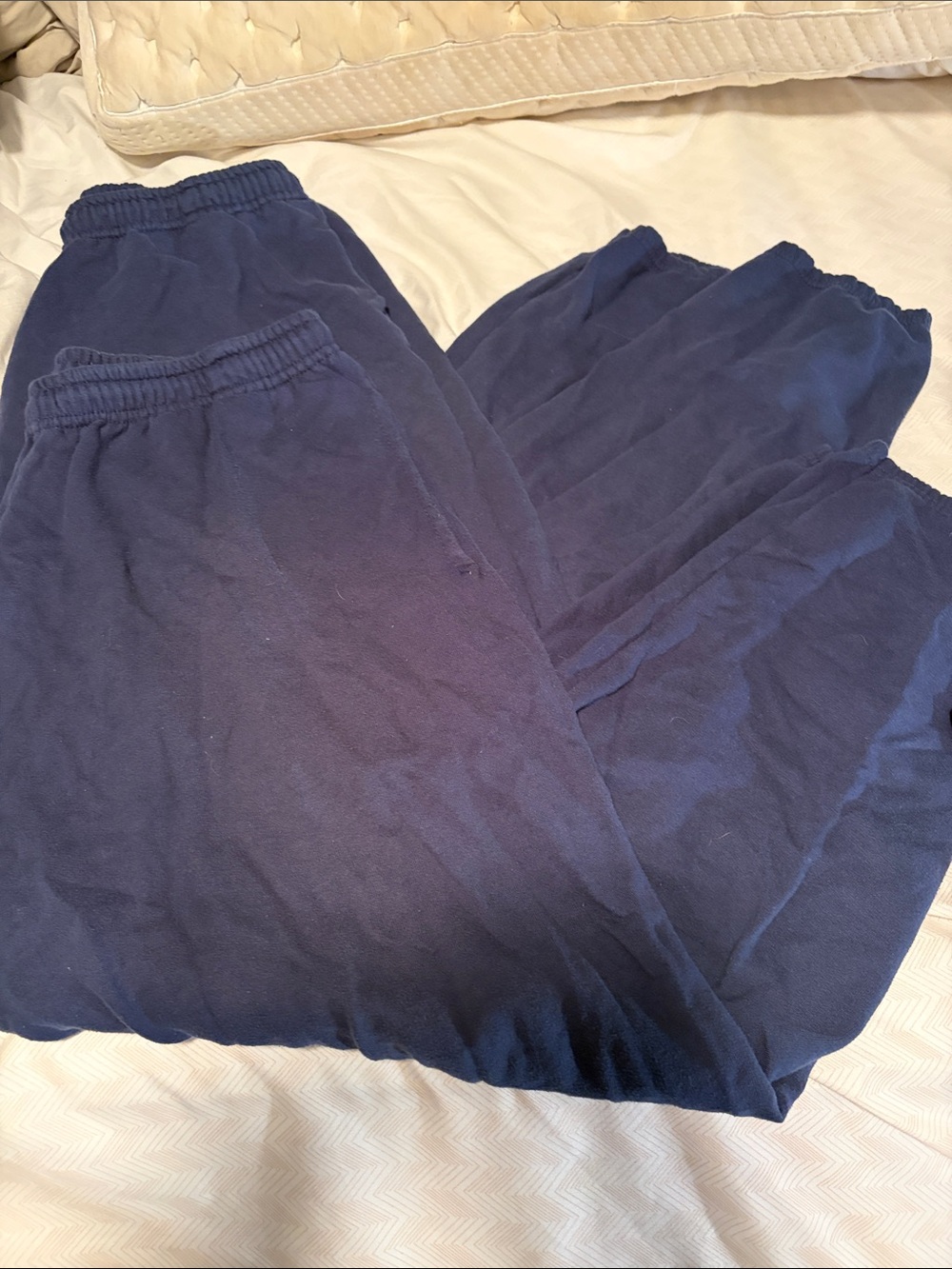 2 Pairs Navy Blue Athletic Works Jogger Pants - Medium